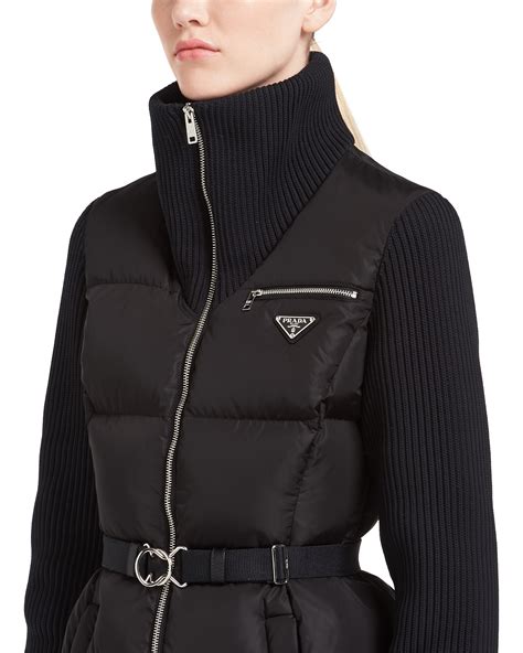 prada belted puffer coat|prada sleeveless puffer jacket.